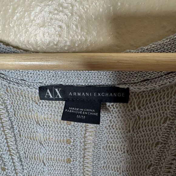 Armani Exchange Sweater Vest Women's Medium Gray V-neck Knitted Stretchy - Picture 6 of 10